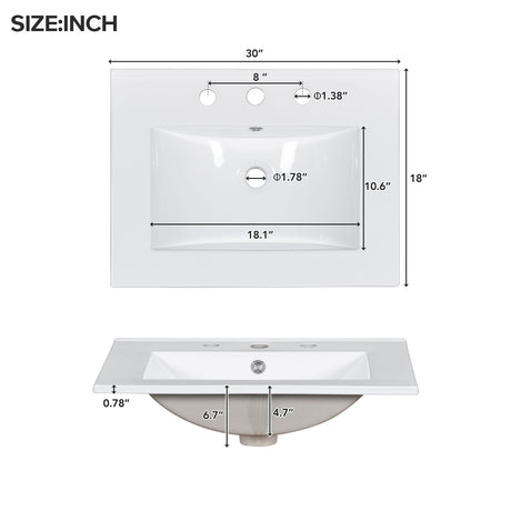 Bathroom Vanity With Sink, Modern Elegant Bathroom Storage Cabinet With 3 Drawers And Adjustable Shelves, Freestanding Vanity Set With Mirror Cabinet, Single Sink Bathroom Vanity HouseOfZazla
