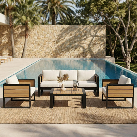 Aluminum Frame Large 4-Piece Outdoor Patio Furniture Set for 5 Person HouseOfZazla