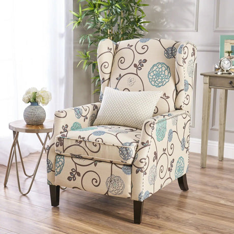 Westeros Wing Back Fabric Upholstered Recliner HouseOfZazla