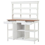 Topmax 66" Large Outdoor Farmhouse Wooden Potting Bench Table
