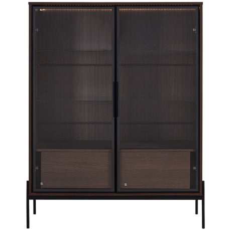 Modern Minimalist Style LED Curio Cabinet With Tempered Glass Door, Metal Legs HouseOfZazla