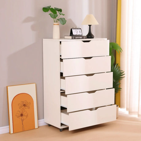 Modern 5 Drawer Dresser With Wheels HouseOfZazla