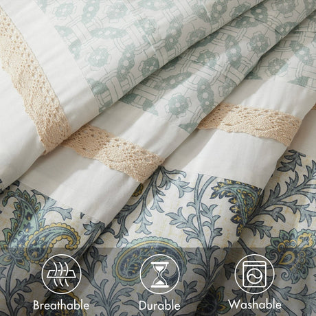 9 Piece Cotton Percale Comforter Set Aqua HouseOfZazla