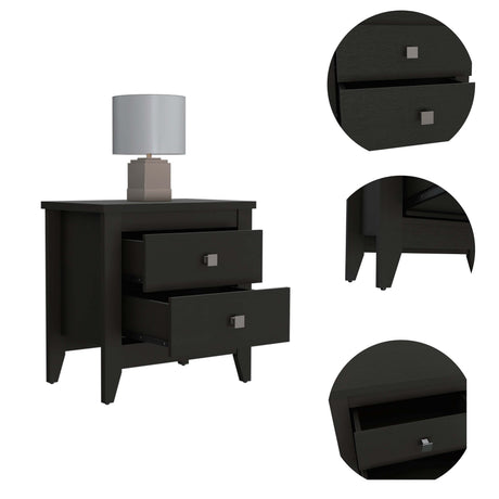 Breeze Four-Legged Modern Bedroom Nightstand with Two Drawers HouseOfZazla