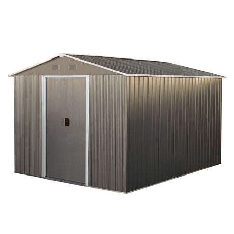 8X10Ft Outdoor Metal Storage Shed - Gray HouseOfZazla