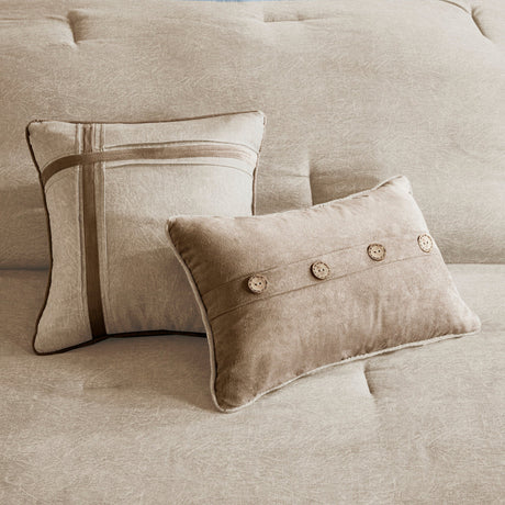 7 Piece Faux Suede Comforter Set Tan California King HouseOfZazla