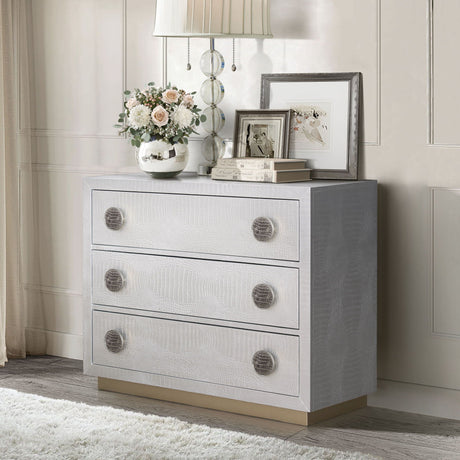 Anpu Faux Crocodile Skin Console Cabinet - Silver HouseOfZazla