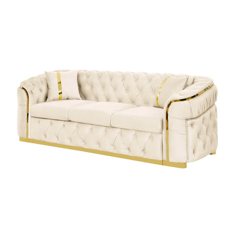 Button Tufted Couch With 2 Pillows, 3 Seater Luxury Chesterfield Sofa HouseOfZazla