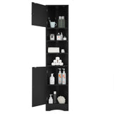Multi-Functional Corner Cabinet Tall Bathroom Storage Cabinet with Two Doors and Adjustable Shelves, Open Shelf