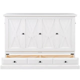 Solid Pine Murphy Bed Chest Cube Cabinet Bed With Charging Station And Large Storage Drawer For Home Office Or Small Room