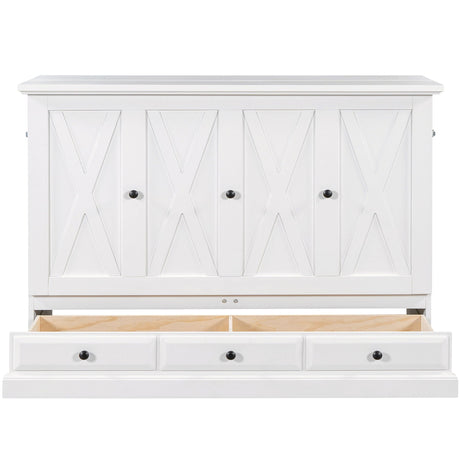 Solid Pine Murphy Bed Chest Cube Cabinet Bed With Charging Station And Large Storage Drawer For Home Office Or Small Room HouseOfZazla