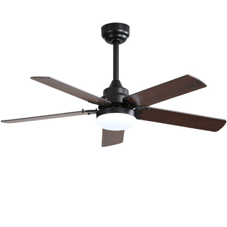Low Profile Ceiling Fan With Reversible DC Motor, Remote Control, LED Light - Black HouseOfZazla