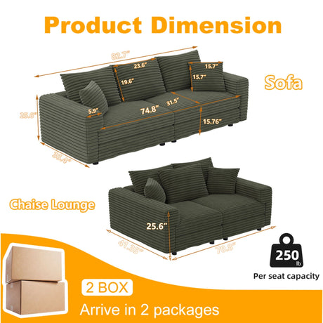 4 Seat Modern Comfy Upholstered Sofa Cloud Couch HouseOfZazla