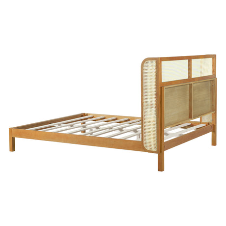 Premium Rubber Wood Platform Queen Bed Frame with Headboard HouseOfZazla