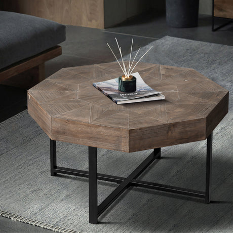 Wood Octagonal Vintage Patchwork Coffee Table HouseOfZazla