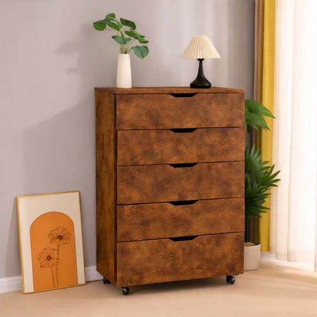 Modern 5 Drawer Dresser With Wheels HouseOfZazla