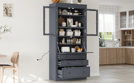 TOPMAX 36 x 16.5 x 78 Inch Freestanding Kitchen Pantry Storage Cabinet HouseOfZazla
