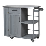 Outdoor Kitchen Island Fir Wood Prep Station with Stainless Steel Top