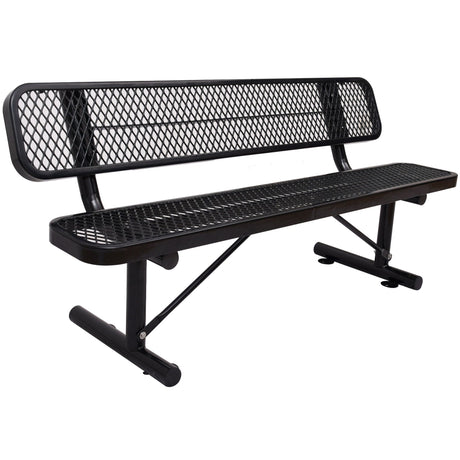 6' Outdoor Steel Bench With Backrest HouseOfZazla