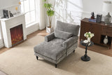 Modern Grey Upholstered Chaise Lounge Sofa Recliner