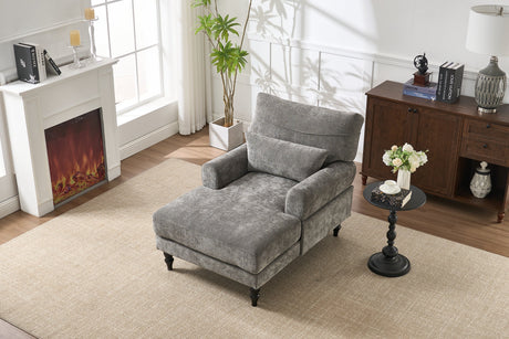Modern Grey Upholstered Chaise Lounge Sofa Recliner HouseOfZazla