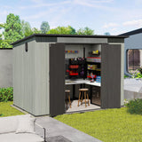 6x9FT Outdoor Resin Storage Shed with Transparent Windows & Louvered Vents