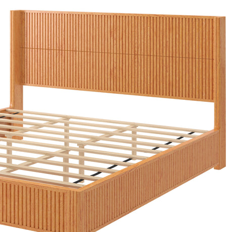 Solid Wood Platform Bed Frame with Headboard, King Size HouseOfZazla