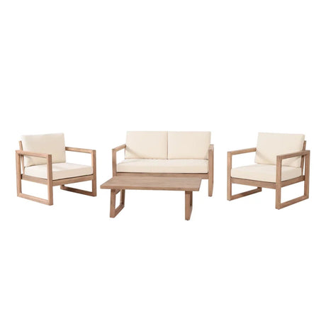 4-Pieces Acacia Wood Patio Furniture Set HouseOfZazla