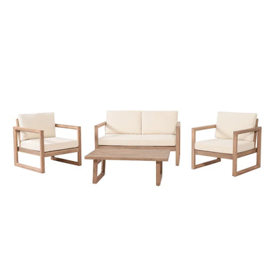 4-Pieces Acacia Wood Patio Furniture Set