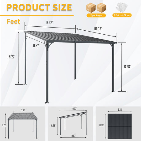 Outdoor Pergola, 10' x 10' Hardtop Gazebo for Yard HouseOfZazla