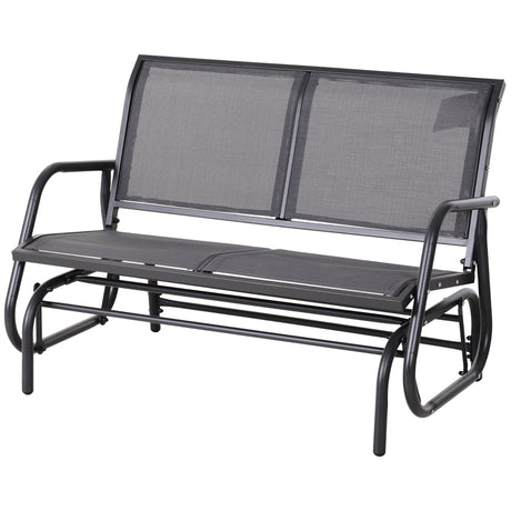 Outsunny - 2 Person Outdoor Glider Bench, Patio Double Swing Rocking Chair Loveseat With Powder Coated Steel Frame For Backyard Garden Porch - Gray HouseOfZazla