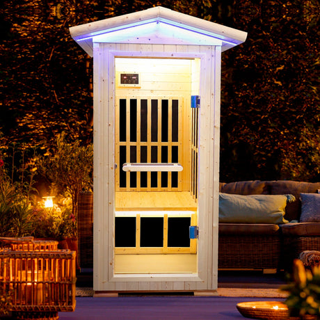 Single Person Spruce Far Infrared Sauna With Ambient Lighting And Bluetooth Music - Natural HouseOfZazla