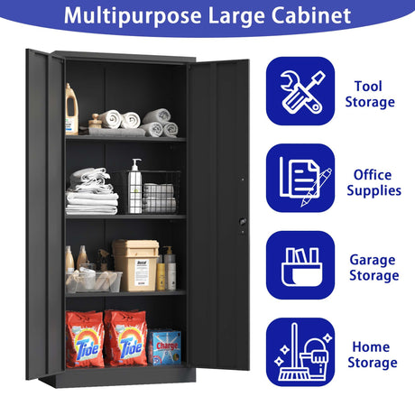 Heavy Metal Garage Storage Cabinet With Locking Doors, Steel, Adjustable Shelves HouseOfZazla