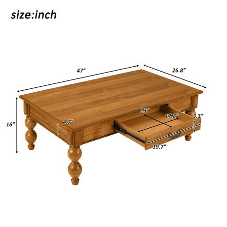 Rectangular Wooden Coffee Table with Storage Drawer HouseOfZazla