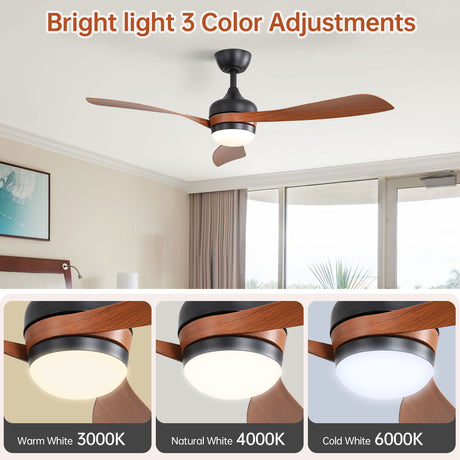 Ceiling Fan With 3 Blades, Remote Control, Reversible DC Motor, Noiseless Operation, 3 Downrods HouseOfZazla
