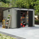 6x11FT Outdoor Resin Storage Shed with Transparent Windows & Louvered Vents