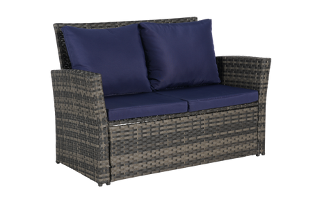 4 Pieces Outdoor Patio Furniture Set with Rattan Chairs and Tempered Glass Table HouseOfZazla