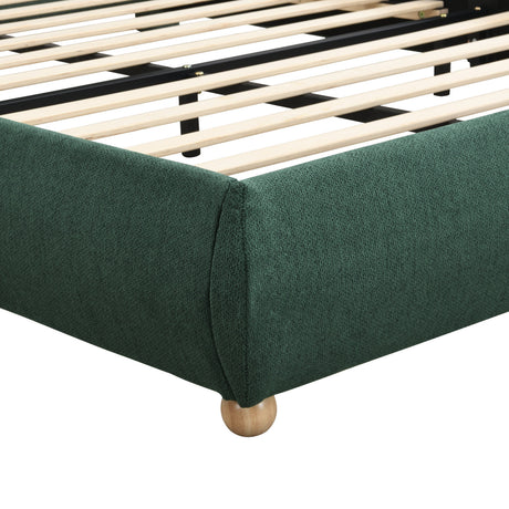King Size Upholstered Platform Bed Frame with Rounded Corners HouseOfZazla