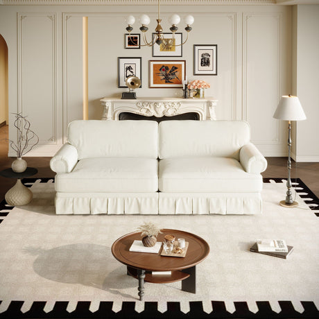 Luxuriously Comfortable Cloud Couch Sofa With Elegant Rolled Arms & Pleated Skirt Design HouseOfZazla