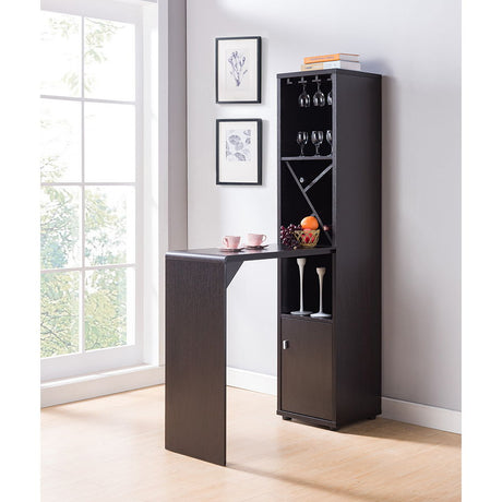 Bar Cabinet, Extended Table Kitchen Cabinet With Wine Bottle Compartment & Open Shelving - Red Cocoa HouseOfZazla