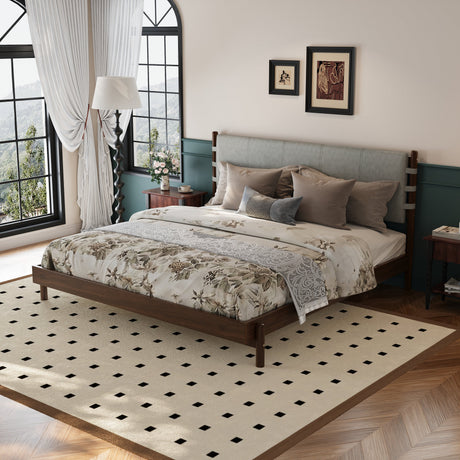 Premium Rubber Wood Platform Bed Frame, King Size with Headboard HouseOfZazla