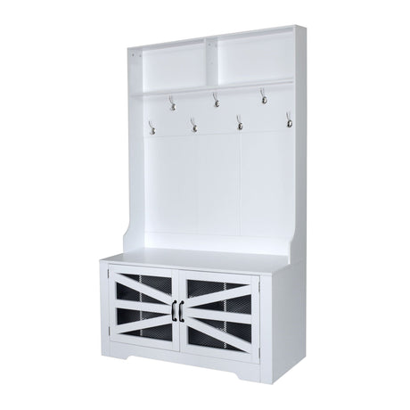 Entryway Bench With Coat Rack, 3 In 1 Design And Adjustable Shelves HouseOfZazla
