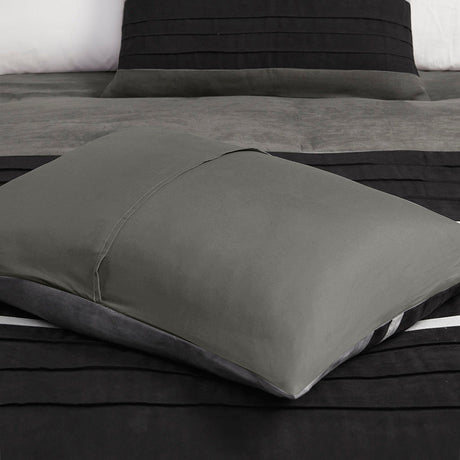 7 Piece Faux Suede Comforter Set Black King HouseOfZazla