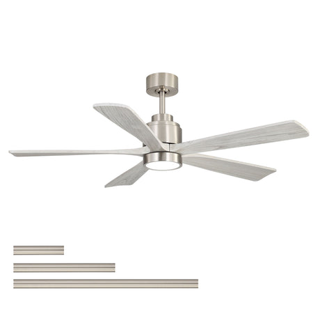 Ultra Quiet Reversible Ceiling Fan With Dimmable LED Light - Brushed Nickel HouseOfZazla