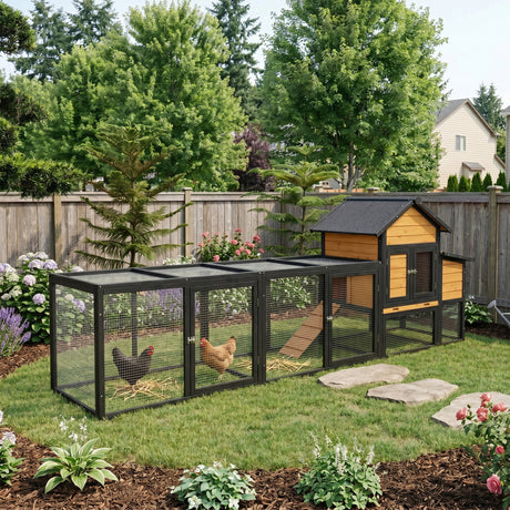 119.5" Outdoor Wooden Chicken Coop with Run HouseOfZazla