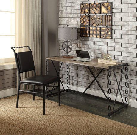Jodie Console Table Rustic Oak / Antique Black HouseOfZazla