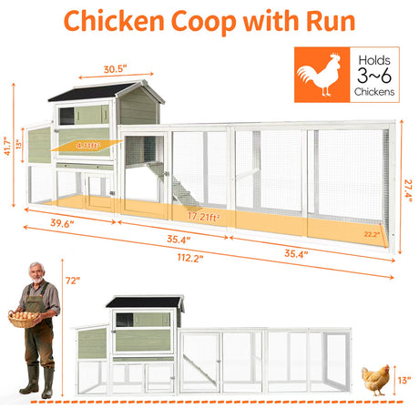 Wooden Chicken Coop, Large Outdoor Hen House with Run and Nesting Box HouseOfZazla