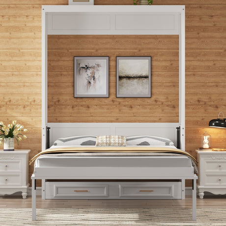 Full Size Murphy Bed With 2 Drawers - Beige HouseOfZazla