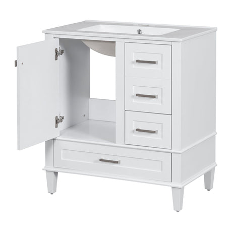 Bathroom Vanity, Modern Bathroom Cabinet With Sink Combo Set, Bathroom Storage Cabinet With A Soft Closing Door And 3 Drawers, Solid Wood Frame HouseOfZazla