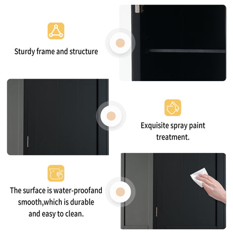 Tall Bathroom Storage Cabinet With Glass Doors, Free-Standing, Two Drawers, And Adjustable Shelves, Board, Painted Perfect For Displaying Your Favorite Items HouseOfZazla